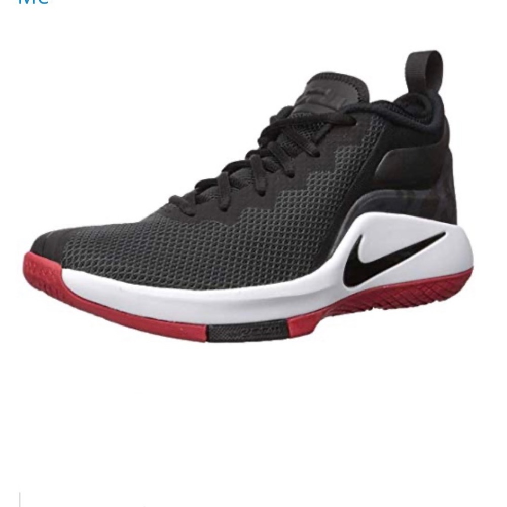Nike Men's Lebron Witness II Basketball Shoes- Black/ Red/ White Sz 10